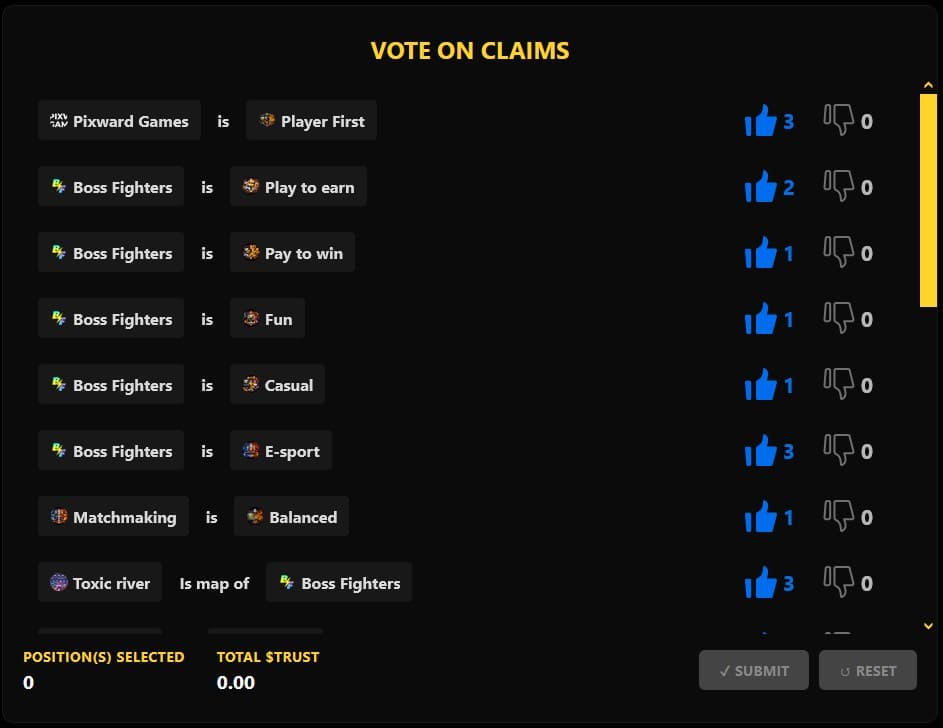 Player feedback